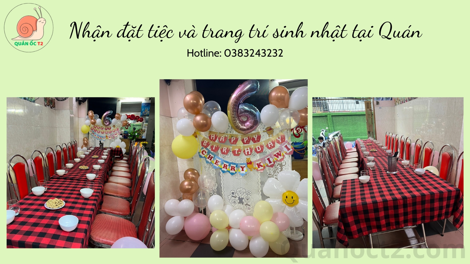 Không gian bàn tiệc tại quán ốc T2
