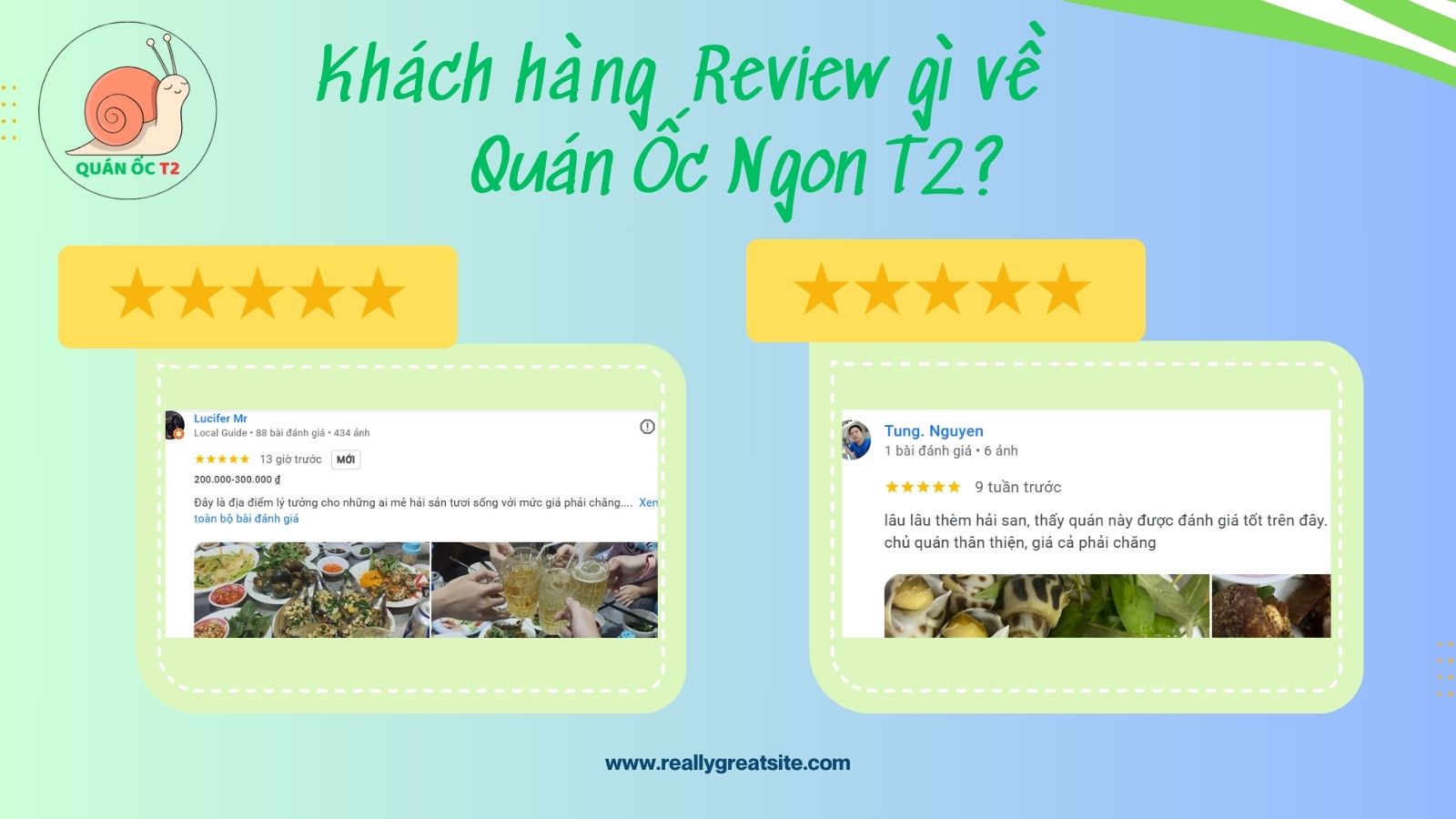 Khách hàng review về quán ốc ngon